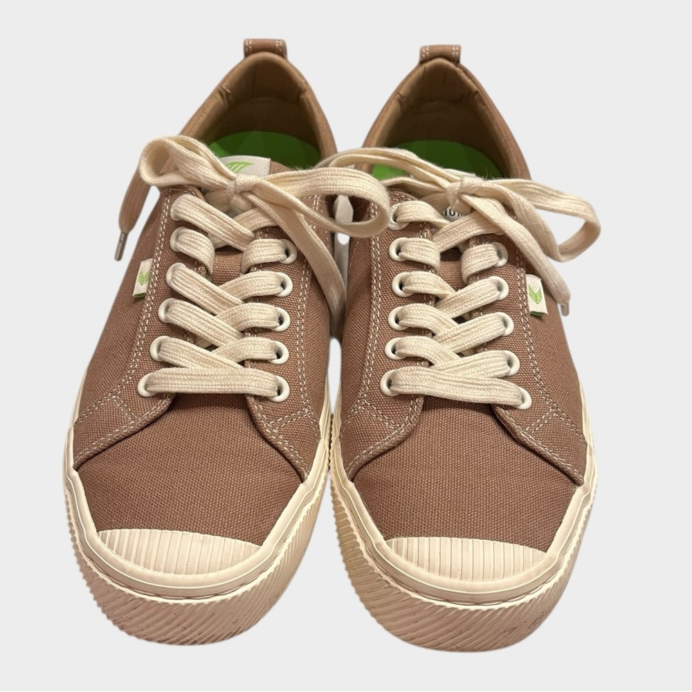 CARIUMA Taupe Canvas Sneakers Eco-Friendly Casual Lace-Up Women 9.5 / Men 8 - Picture 3 of 10